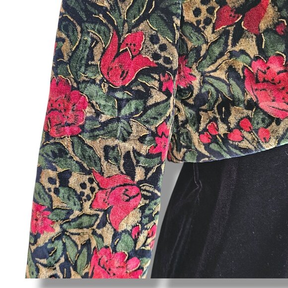 Vintage Rampage Black Velvet Dress Floral Bolero Jacket Set 11 Whimsigoth 80 90s - Picture 8 of 11